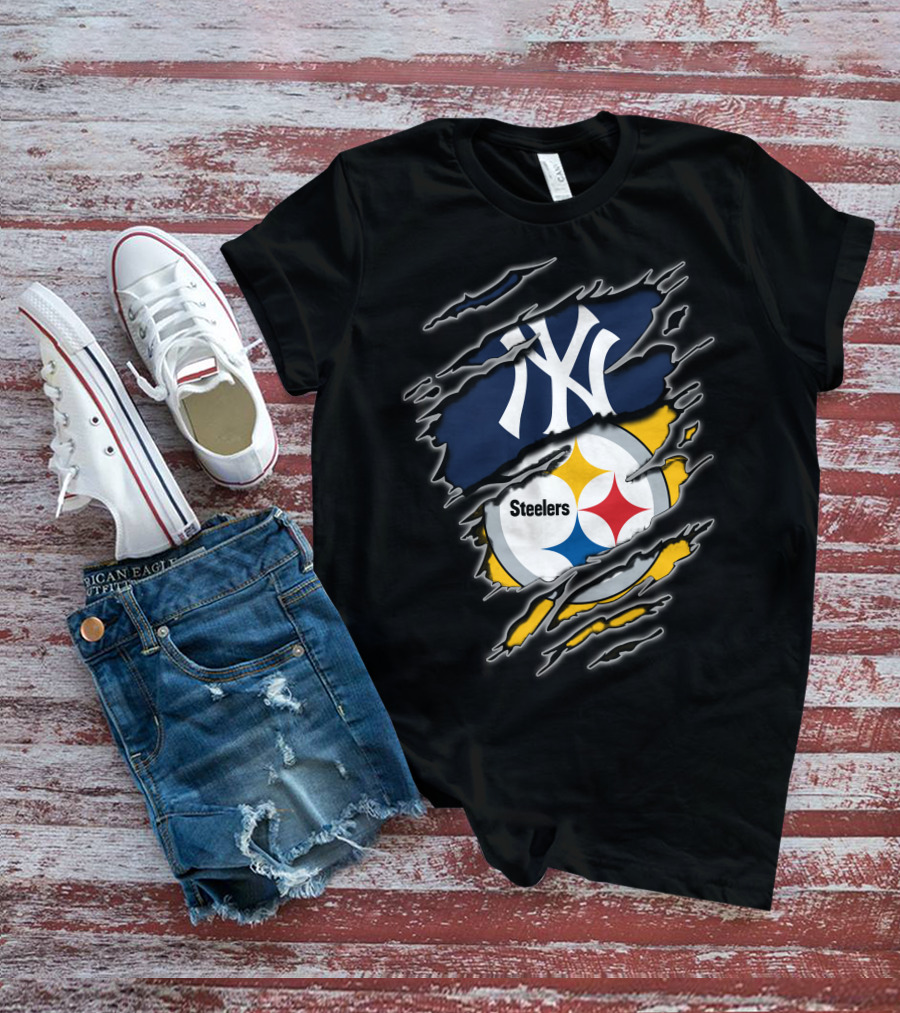 New York Yankees Pittsburgh Steelers Fan Fusion T-Shirt