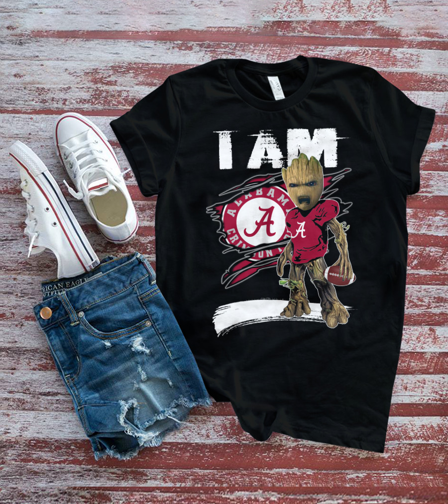 I Am Alabama Crimson Tide Football Fan Groot T-Shirt
