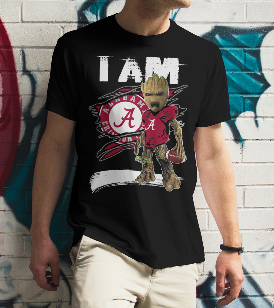 I Am Alabama Crimson Tide Football Fan Groot T-Shirt