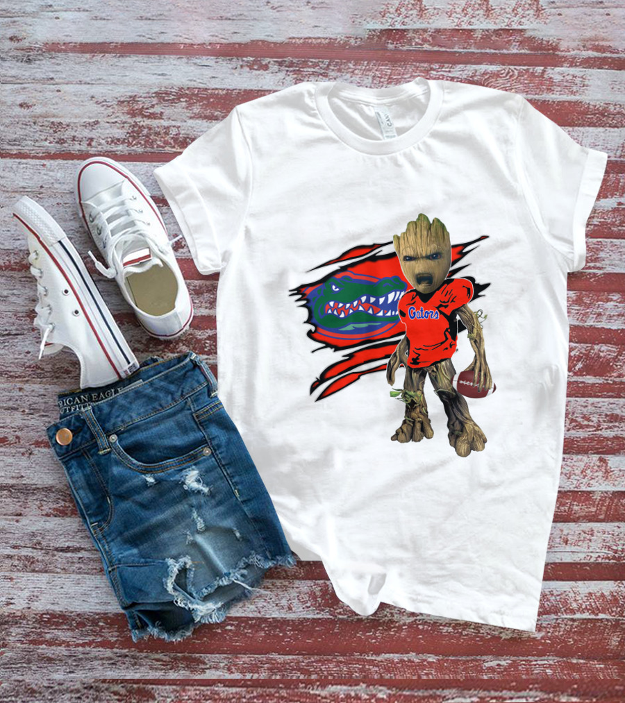 I Am Gators Fan's Football Groot With Alligator T-Shirt