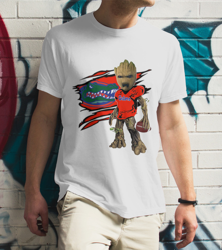 I Am Gators Fan's Football Groot With Alligator T-Shirt