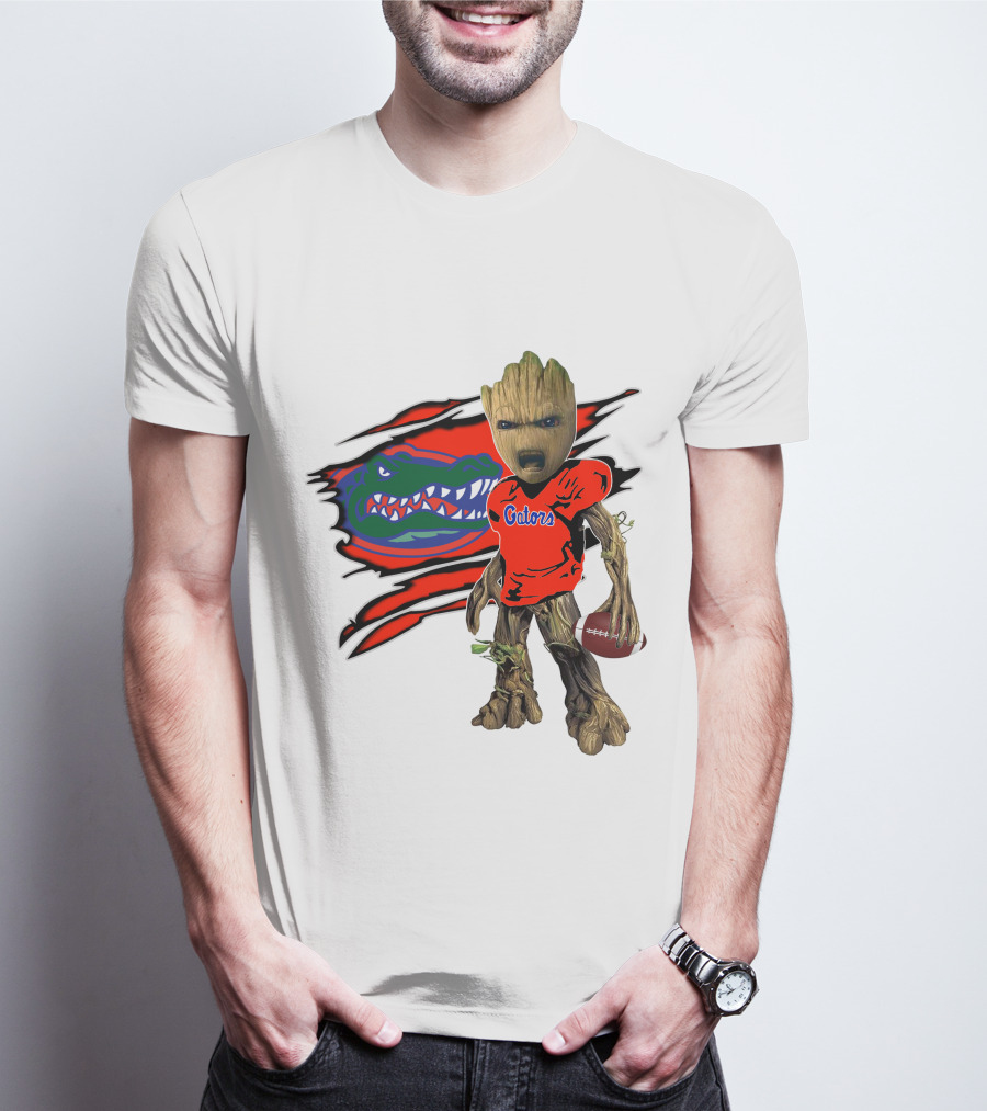 I Am Gators Fan's Football Groot With Alligator T-Shirt