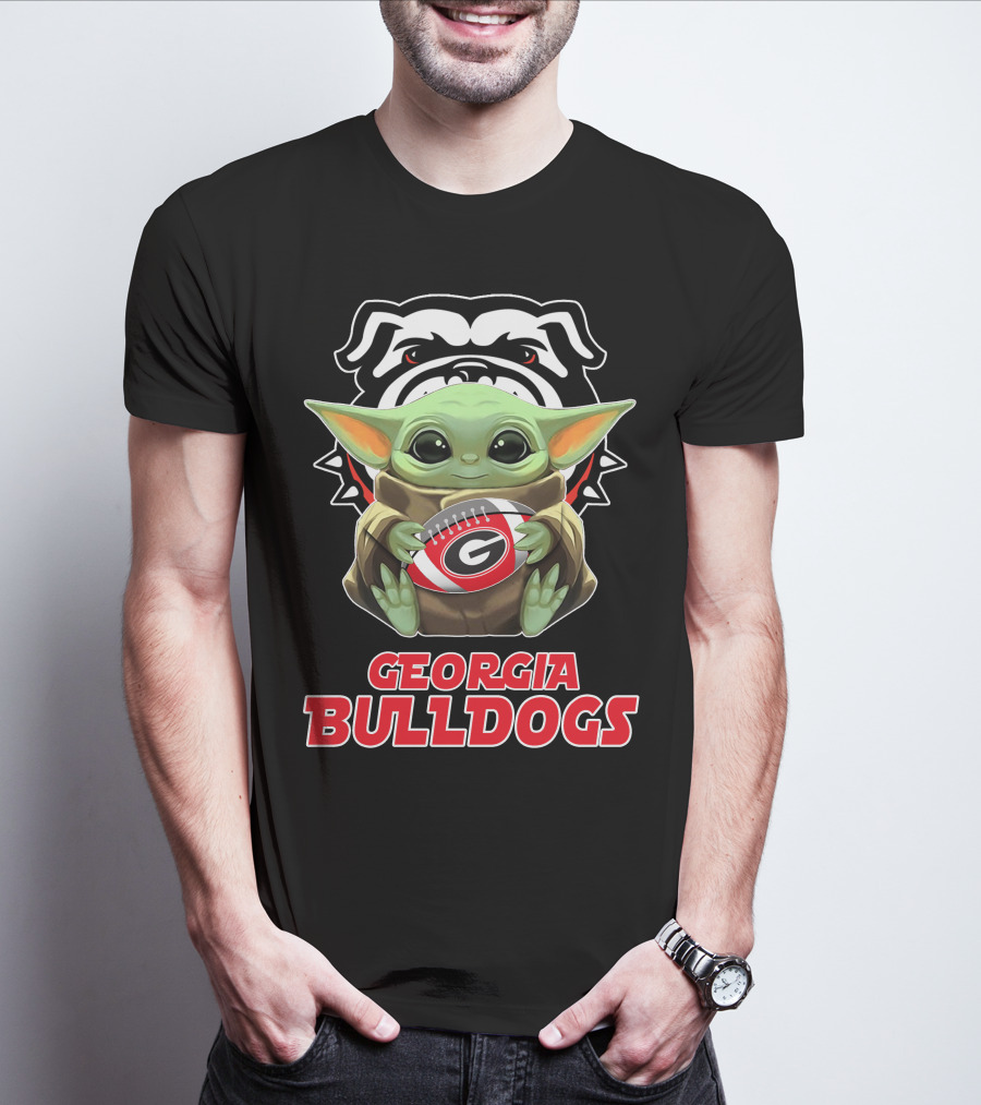 Georgia Bulldogs Baby Yoda Fan Football T-Shirt