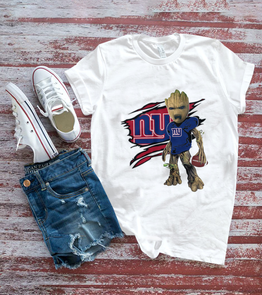 I Am Groot New York Giants Football Fan Mashup T-Shirt