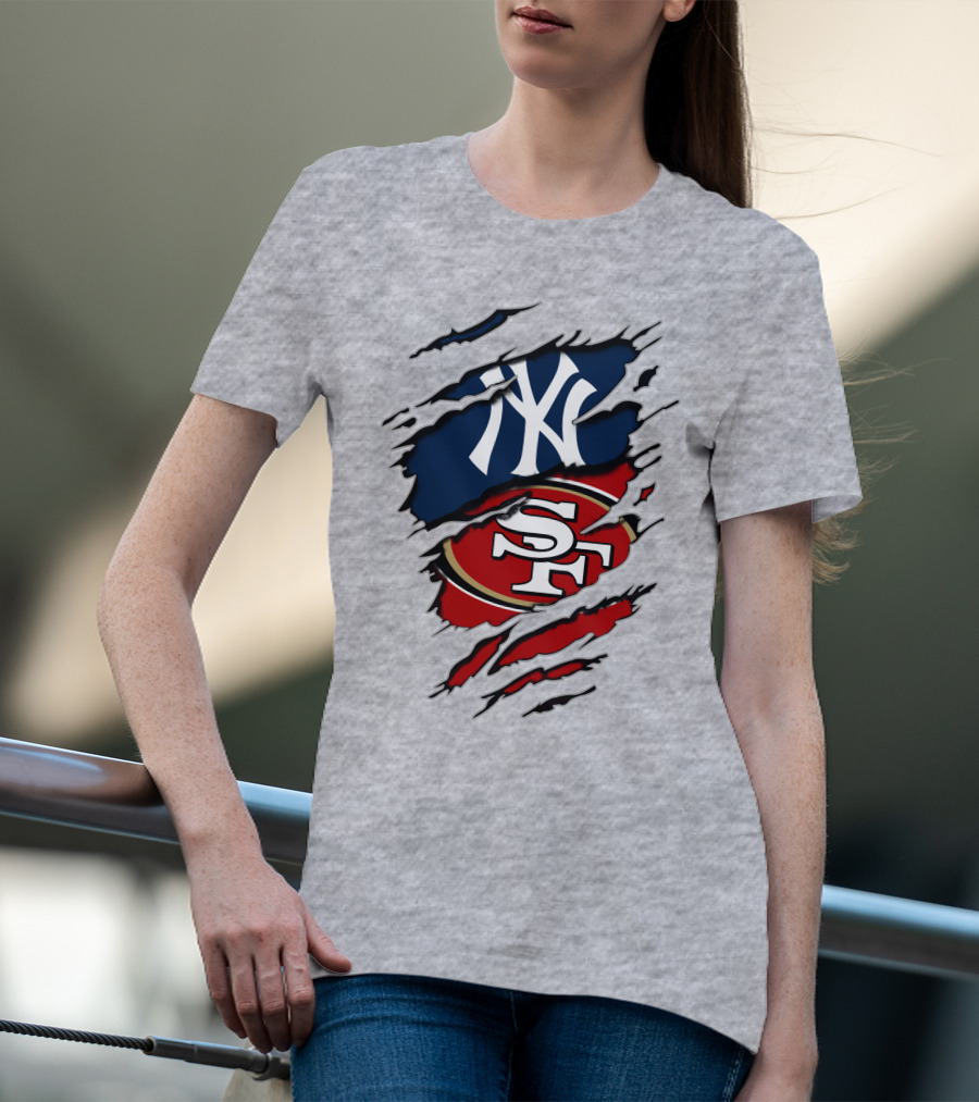 Yankees 49Ers NY SF Sports Logo Mashup T-Shirt
