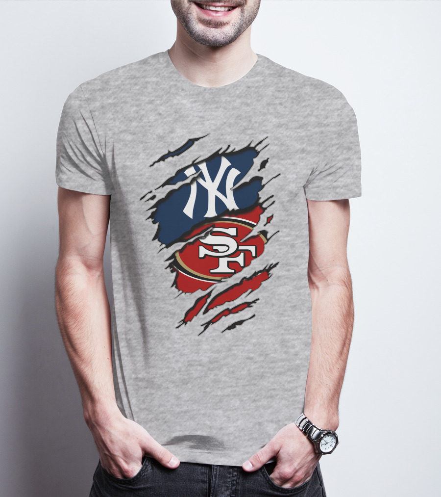 Yankees 49Ers NY SF Sports Logo Mashup T-Shirt