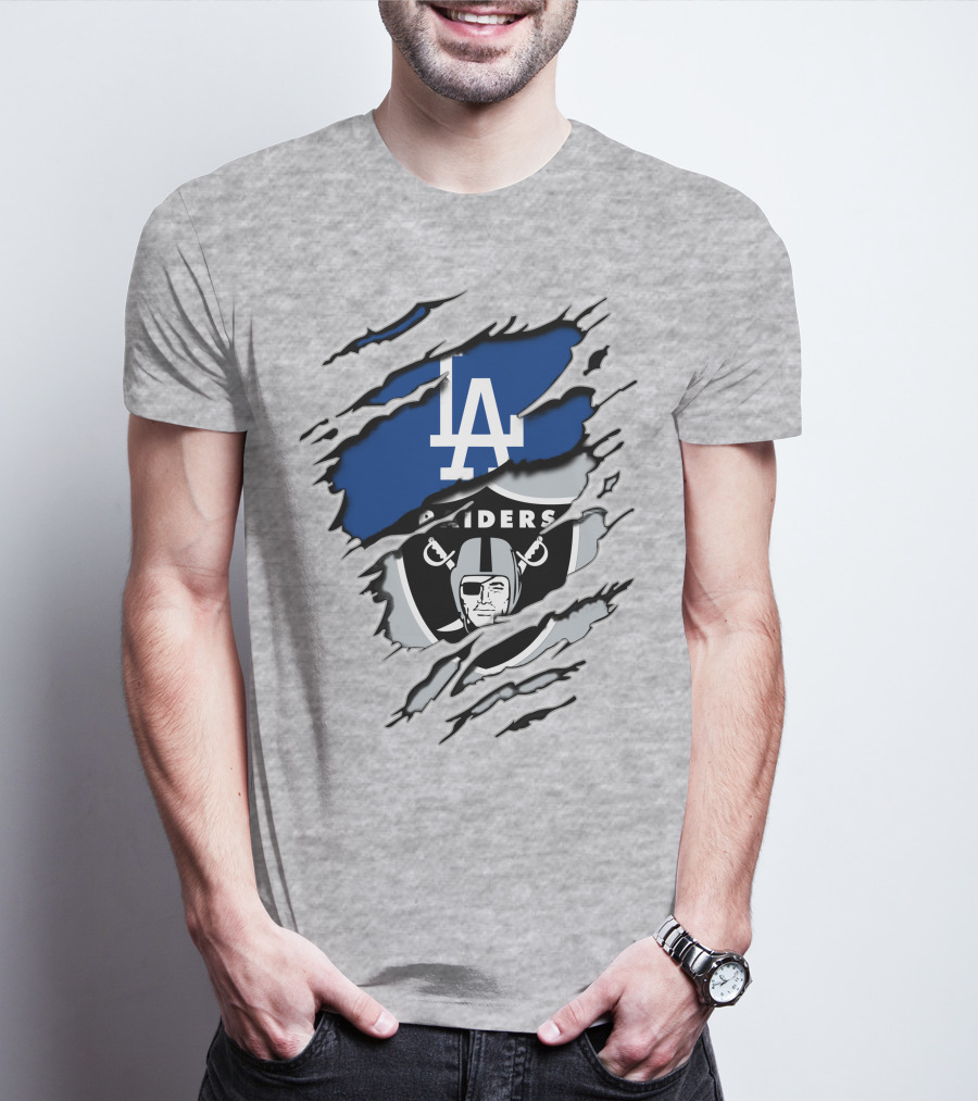 LA Dodgers Raiders Dual Logo Crossover T-Shirt
