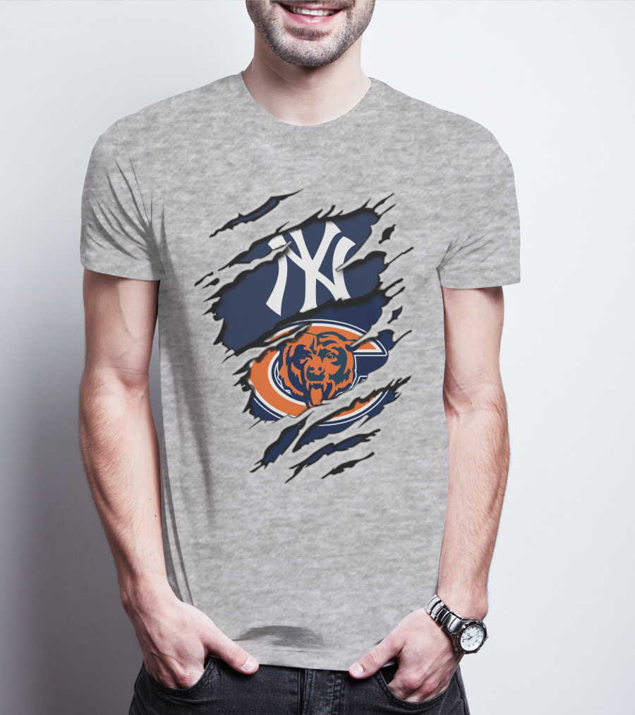 Yankees Logo And Chicago Bears Emblem Combination T-Shirt