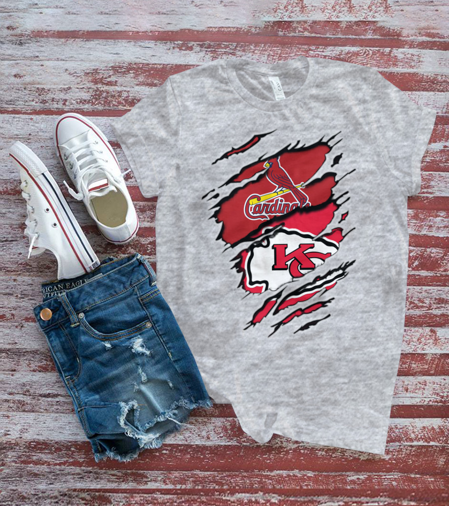 Chiefs Kc Cardinals Bird Logo Nfl Mlb Crossover T-Shirt