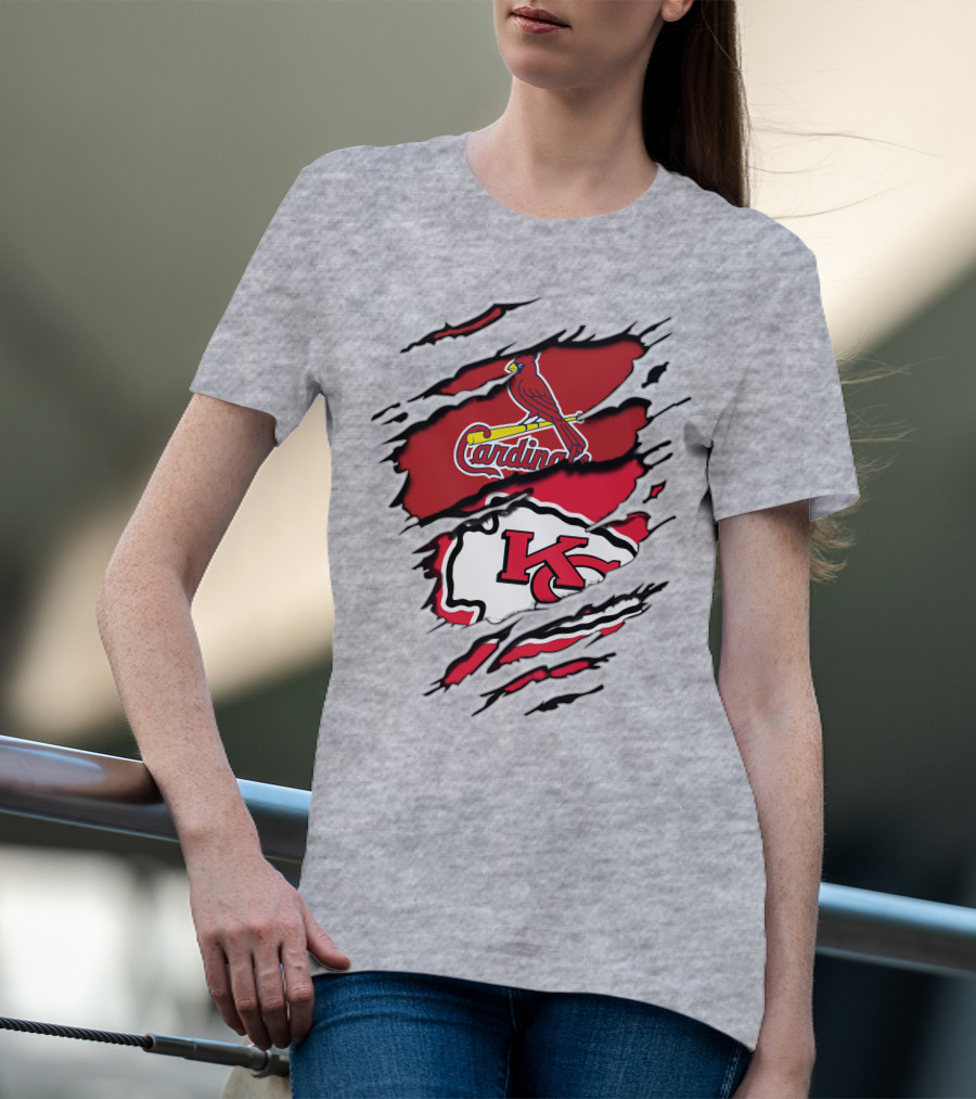 Chiefs Kc Cardinals Bird Logo Nfl Mlb Crossover T-Shirt