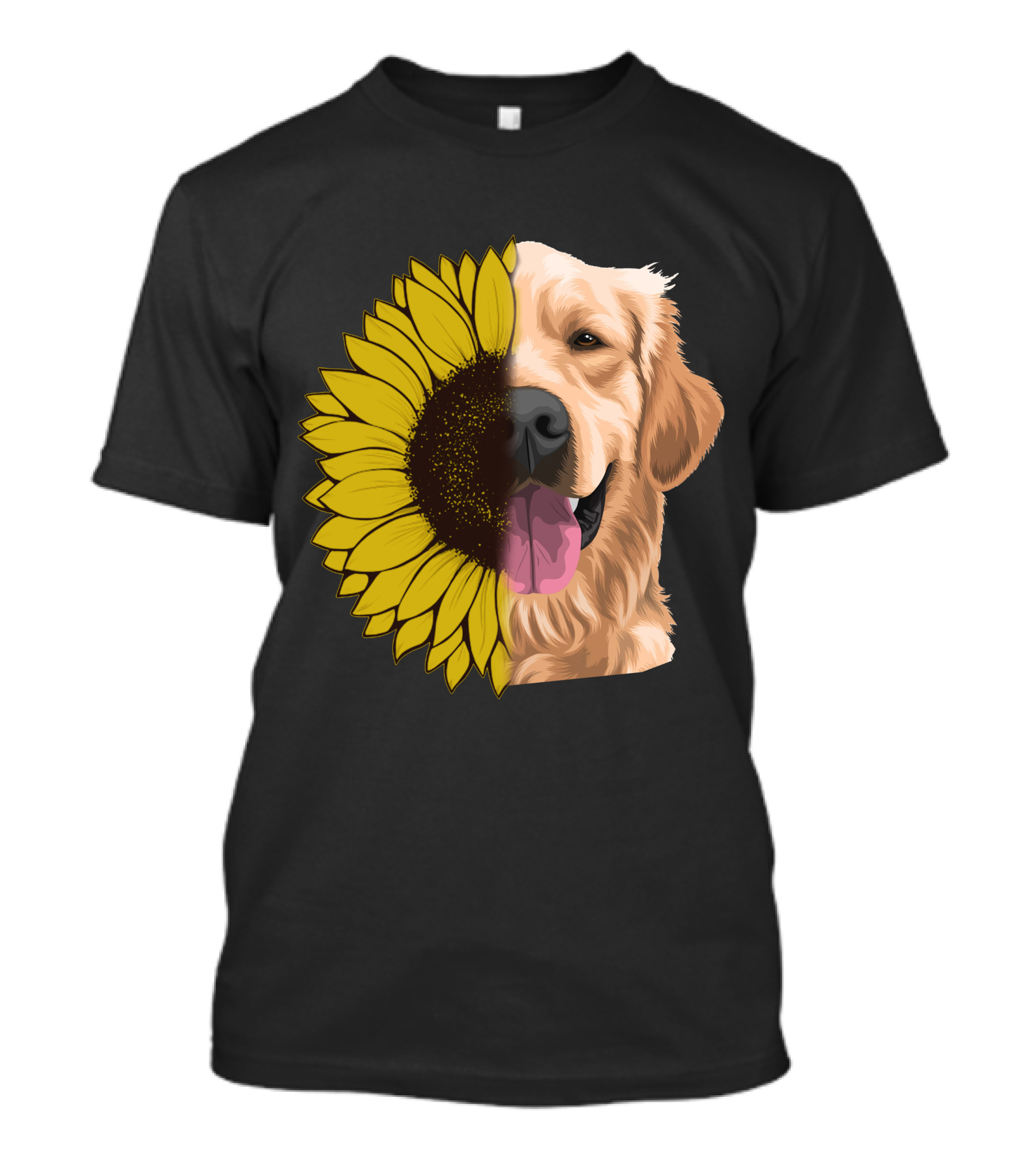 Golden Retriever Half Sunflower Face T-Shirt