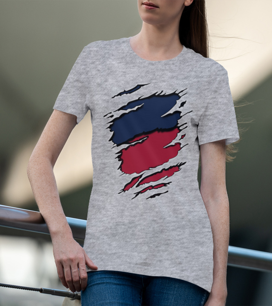 Yan Gia Blue And Red Claw Marks T-Shirt