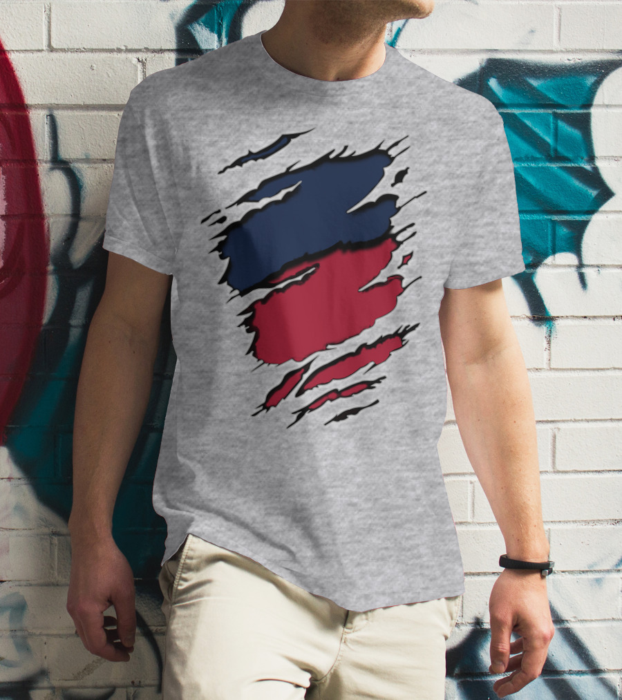 Yan Gia Blue And Red Claw Marks T-Shirt