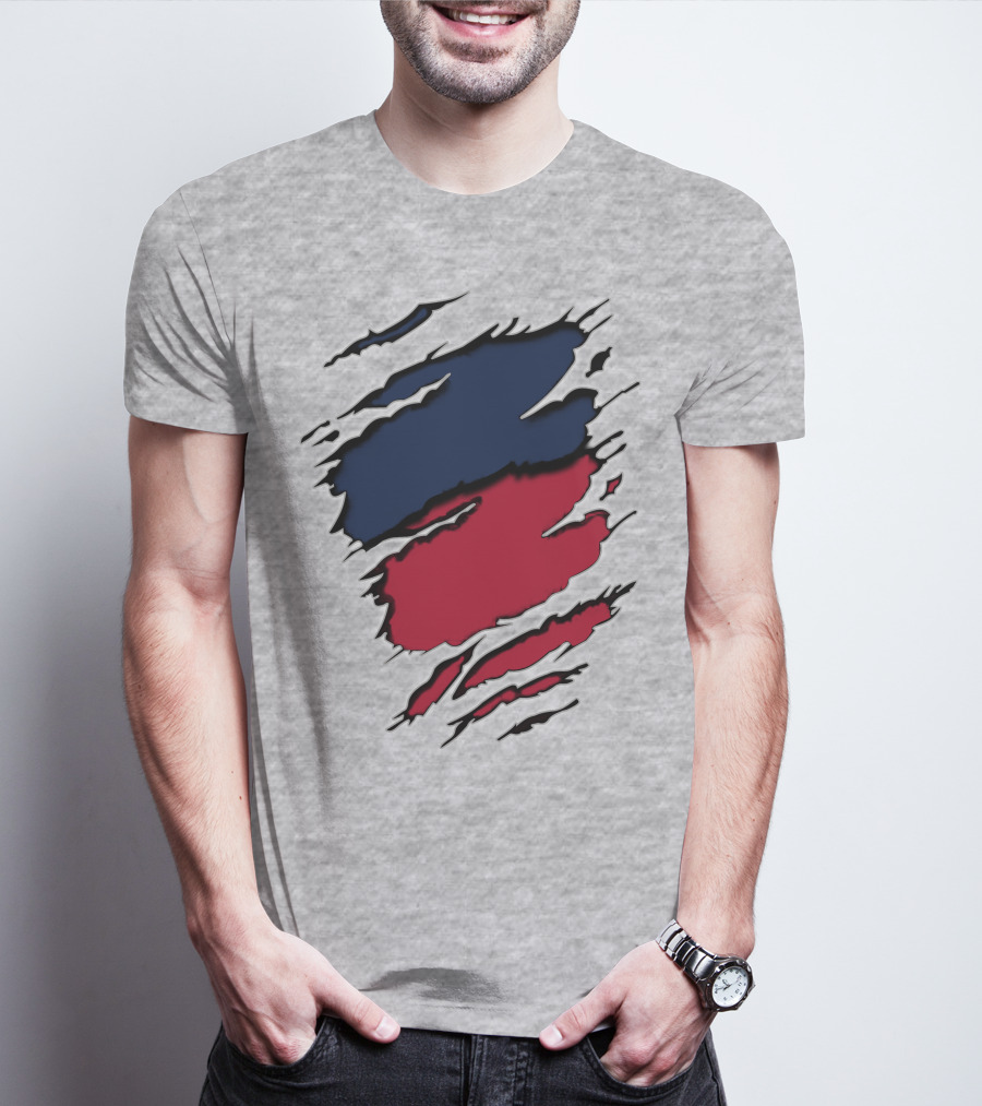Yan Gia Blue And Red Claw Marks T-Shirt