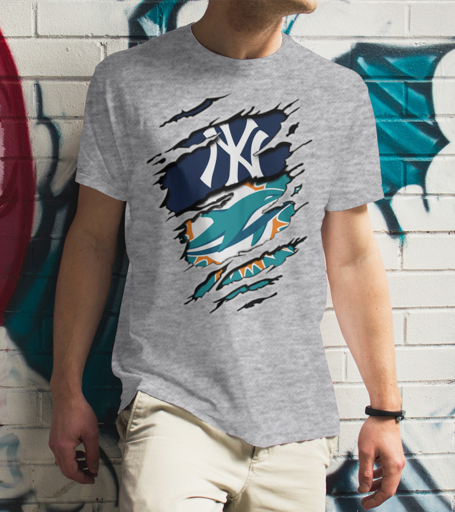 Yankees Dolphins Logo Mashup T-Shirt