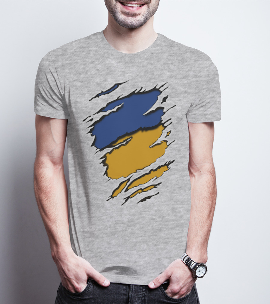 Pack Cus Blue And Yellow Ripped Claw Marks T-Shirt