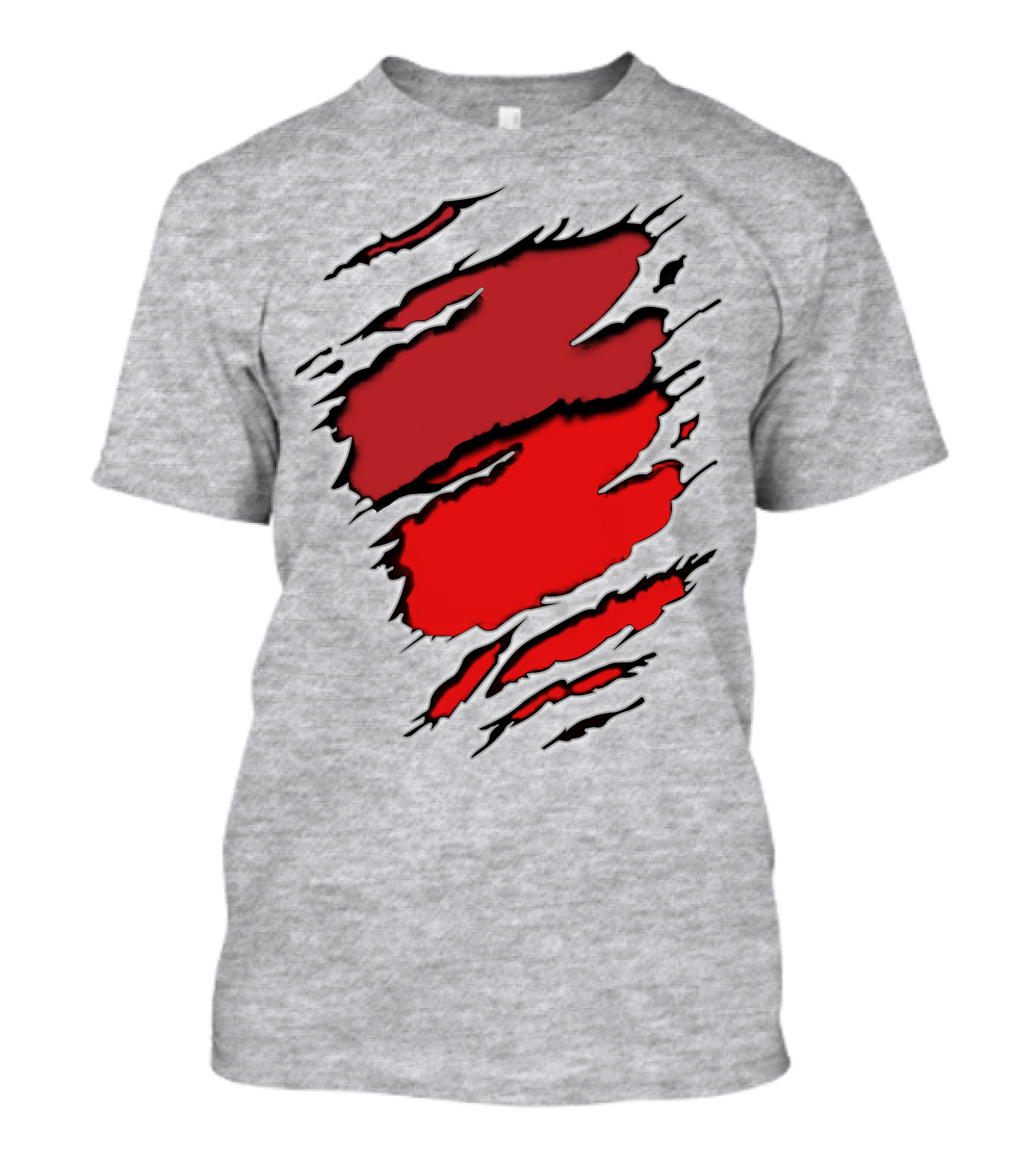 Chie-Car Red Ripped Claw Marks T-Shirt