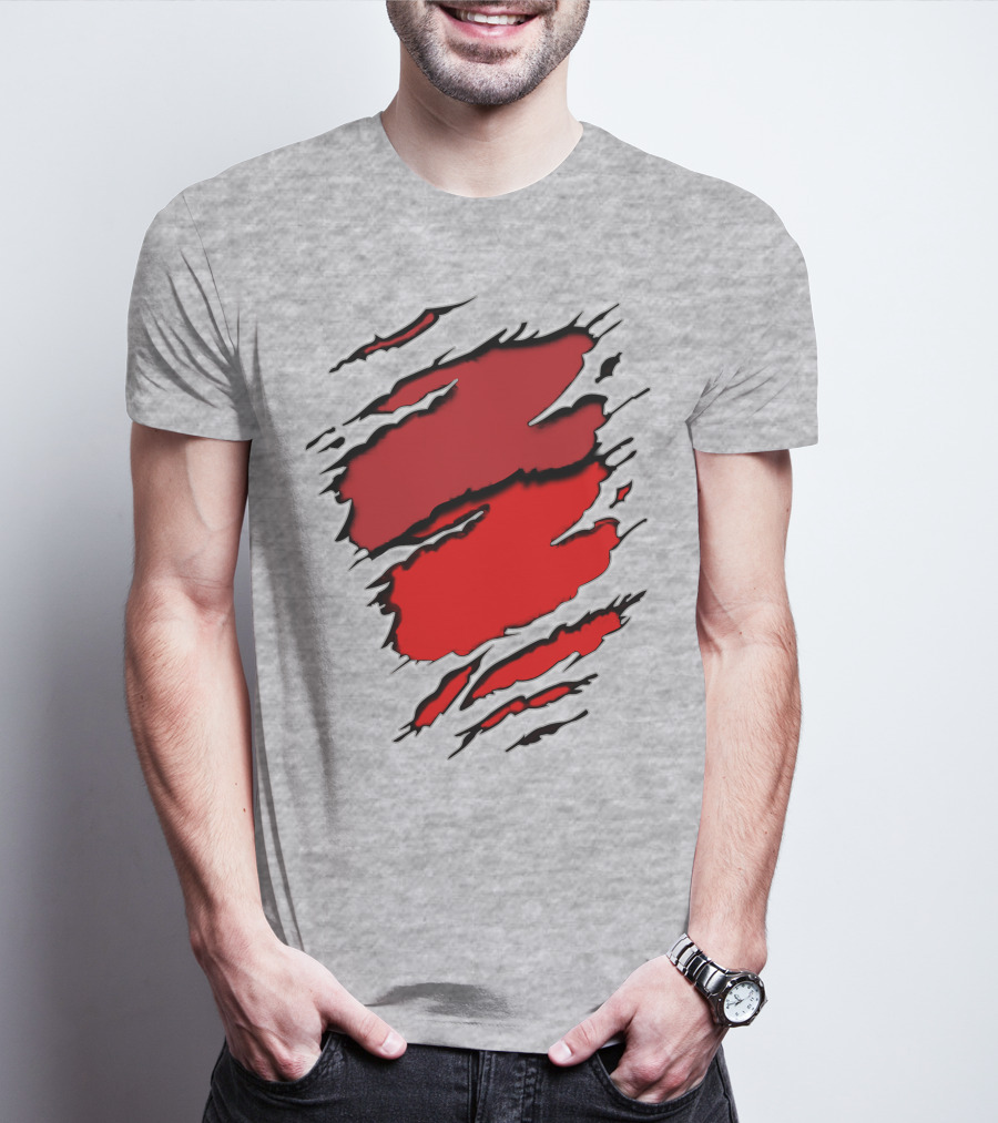 Chie-Car Red Ripped Claw Marks T-Shirt