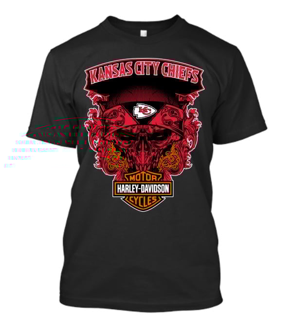 Kansas City Chiefs Harley Davidson Motorcycles Skull T-Shirt