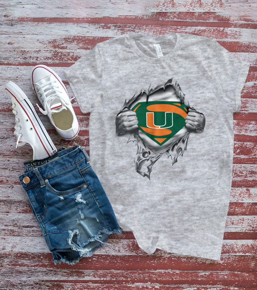 Miami Hurricanes Super U Logo Ripped Chest T-Shirt