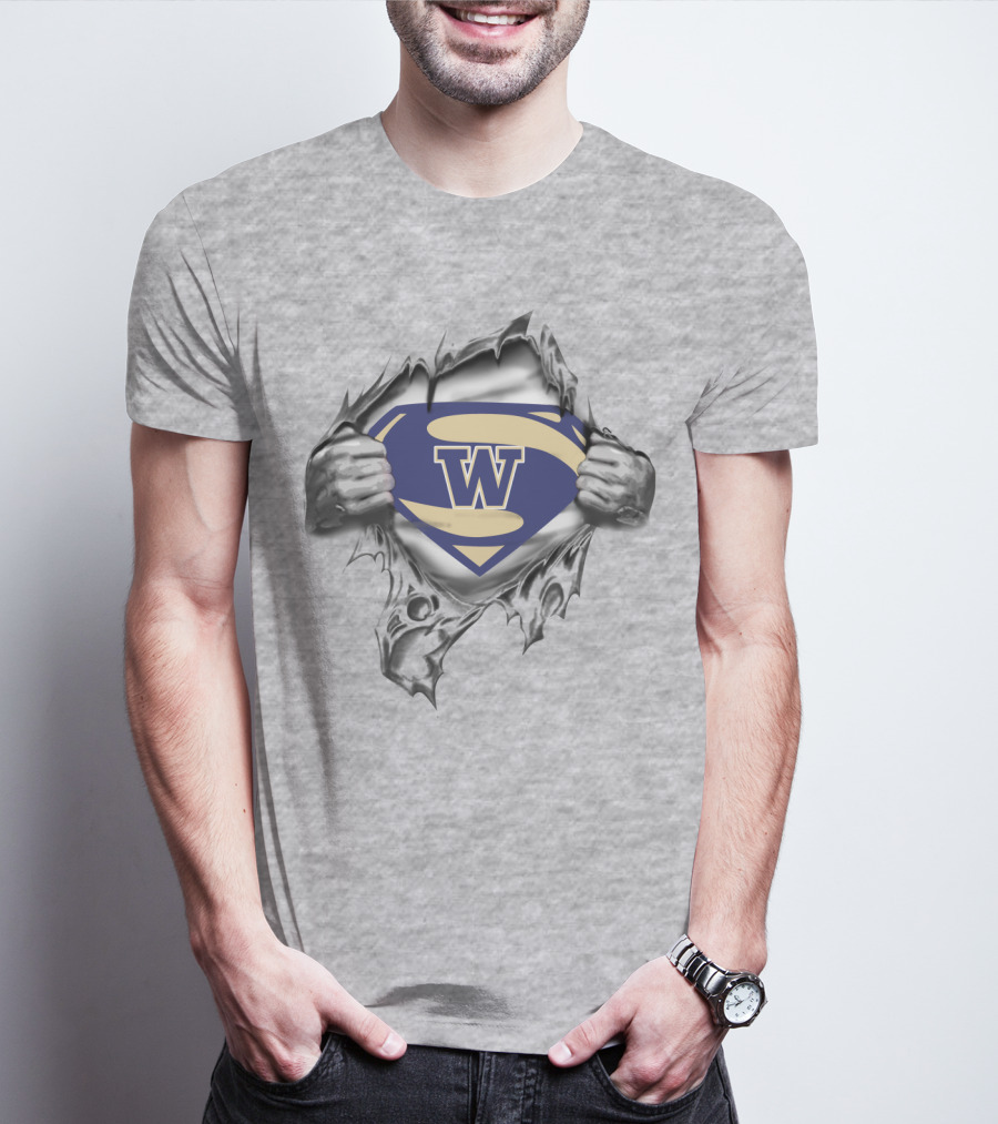 Washington Huskies Super W Logo With Ripped Metal Effect T-Shirt