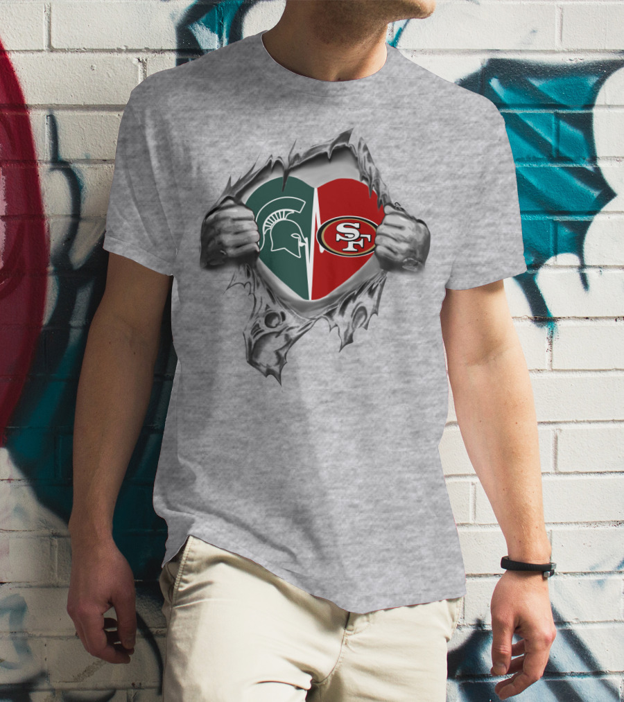 Spartan Warrior SF Football Heart Rip T-Shirt