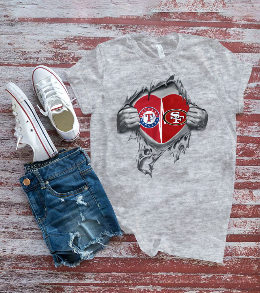 49Ers San Francisco Heart Texas Rangers T-Shirt