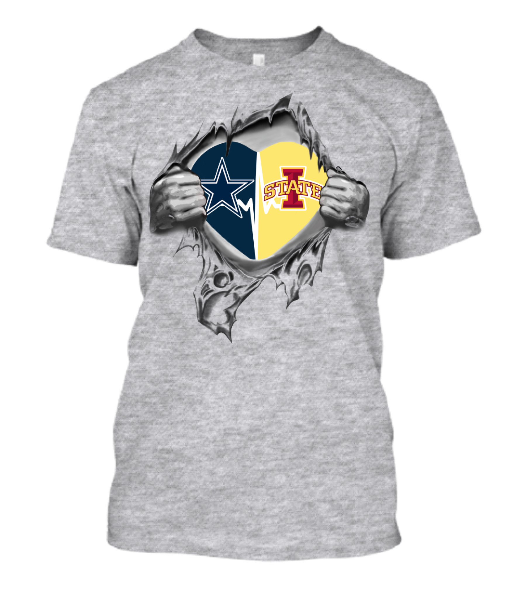 Dallas Cowboys And Iowa State Cyclones Split Heart T-Shirt