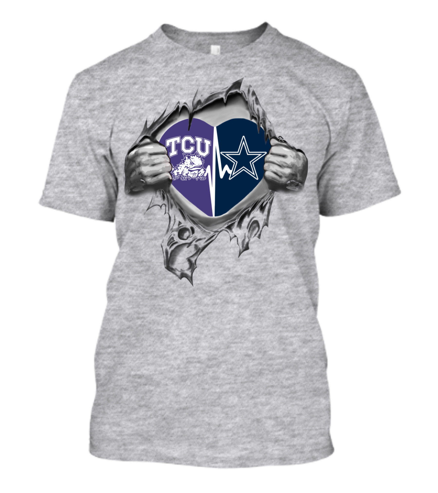 Cowboys TCU Heart Logo With Horned Frog And Star Emblem T-Shirt