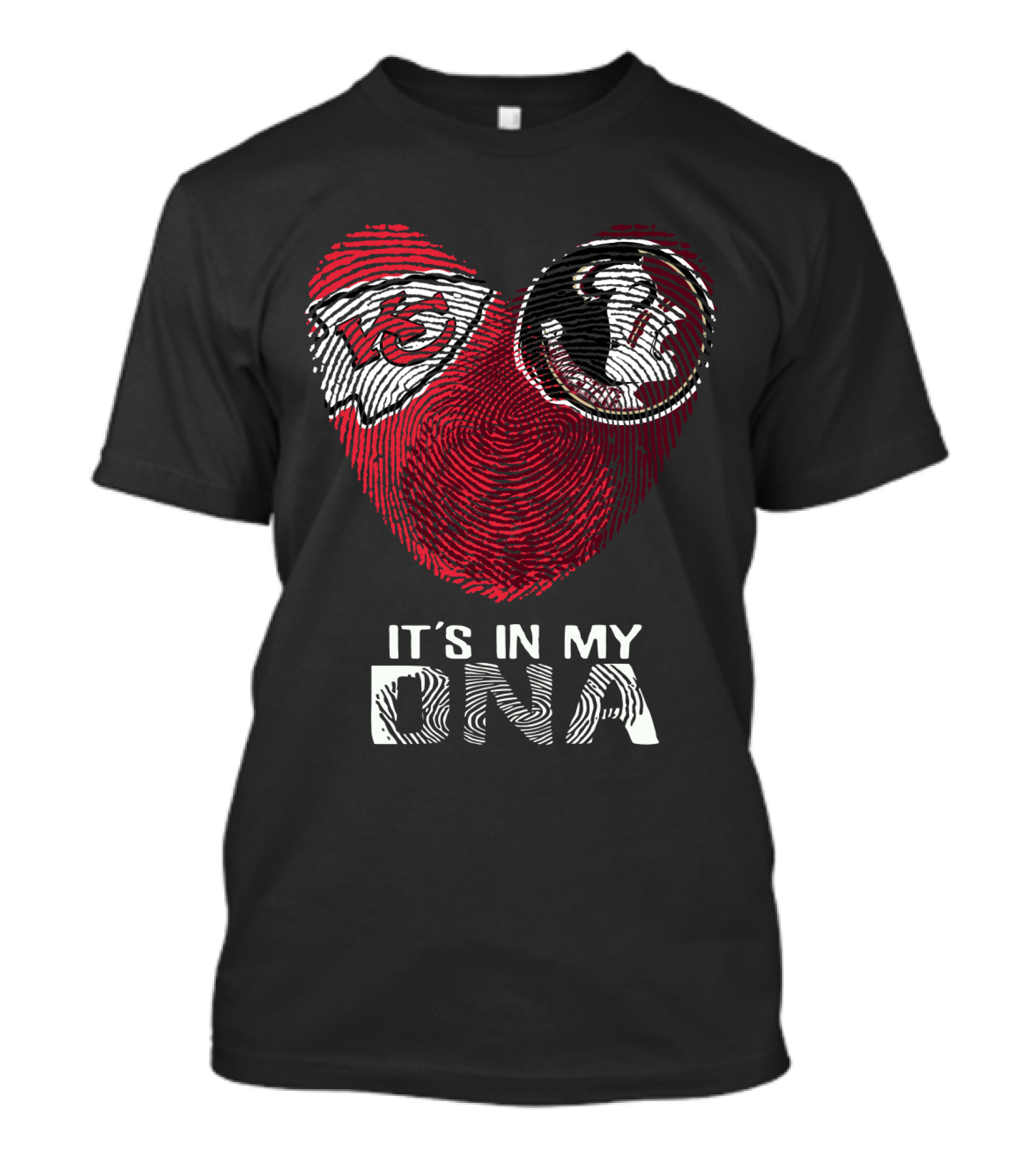Chiefs Seminoles It's In My Dna Fingerprint Heart T-Shirt