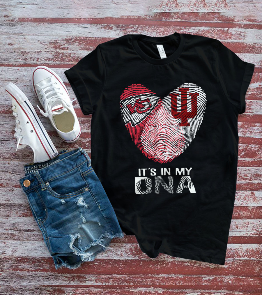 Chiefs Hoosiers It's In My DNA Heart Fingerprint T-Shirt