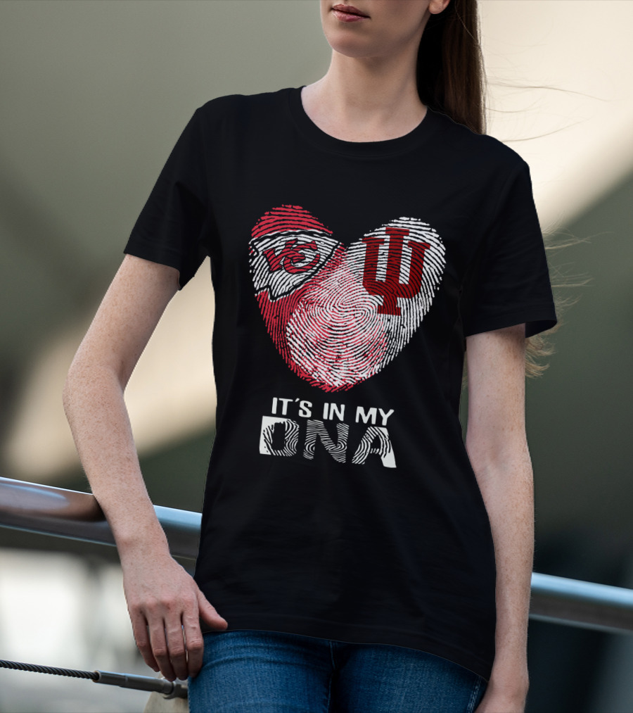 Chiefs Hoosiers It's In My DNA Heart Fingerprint T-Shirt