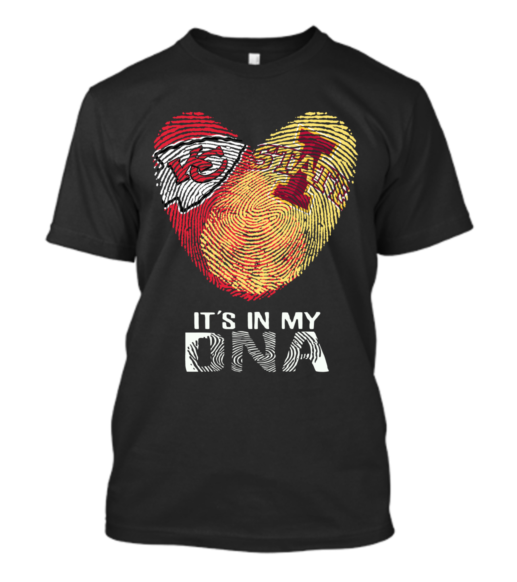Chiefs Iowa State Fingerprint Heart It's In My Dna T-Shirt