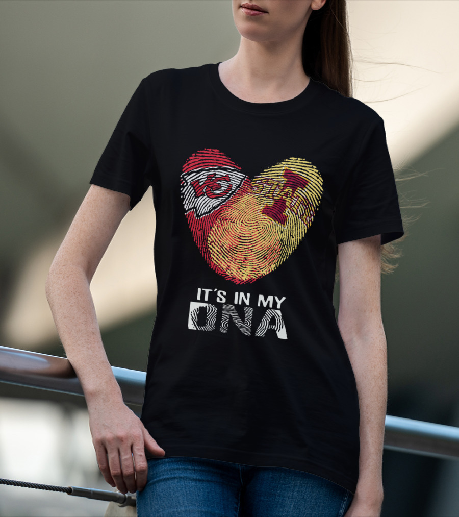 Chiefs Iowa State Fingerprint Heart It's In My Dna T-Shirt