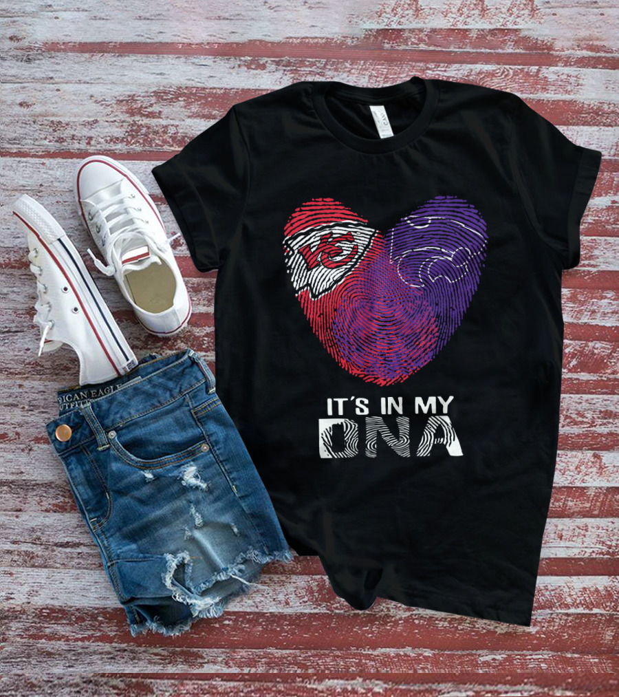 Chiefs Kansas State It's In My Dna Heart Fingerprint T-Shirt