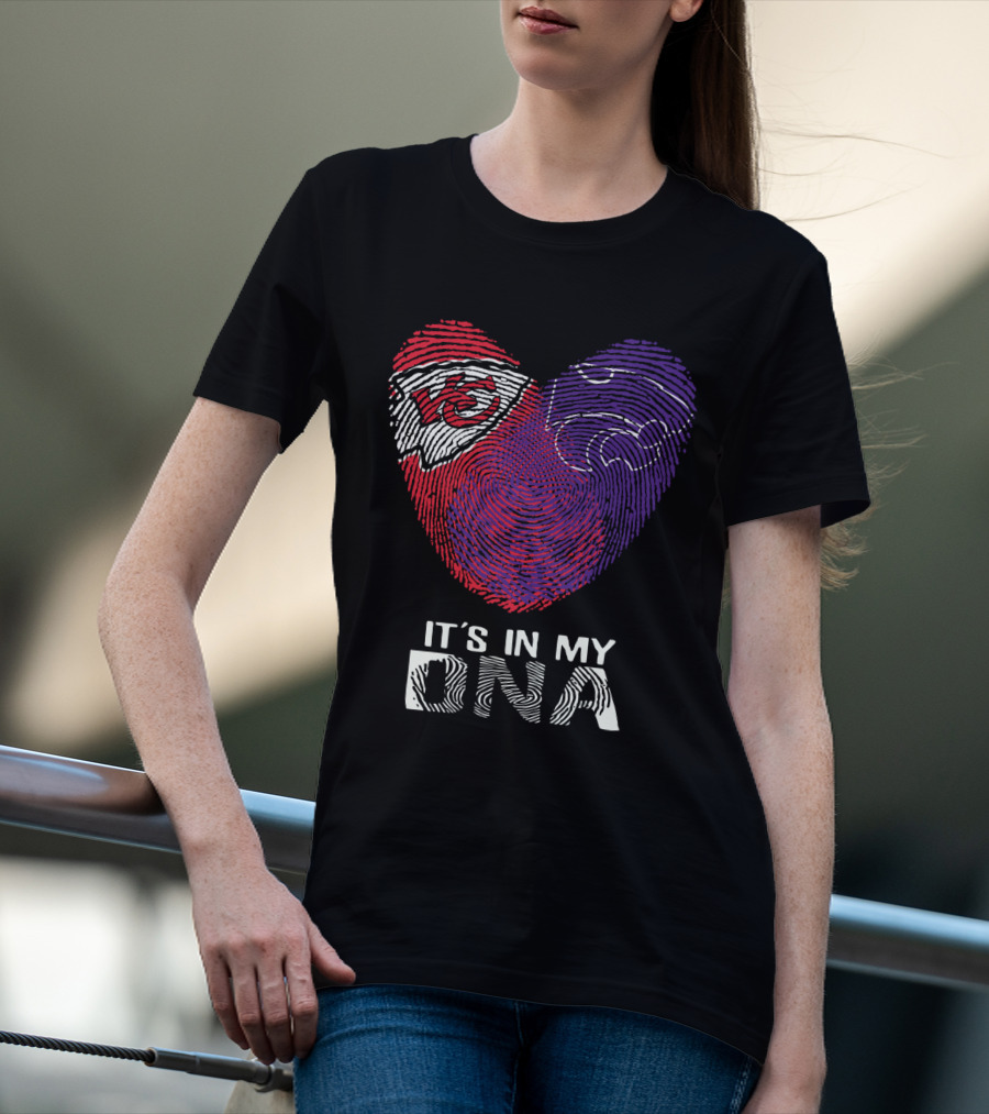 Chiefs Kansas State It's In My Dna Heart Fingerprint T-Shirt