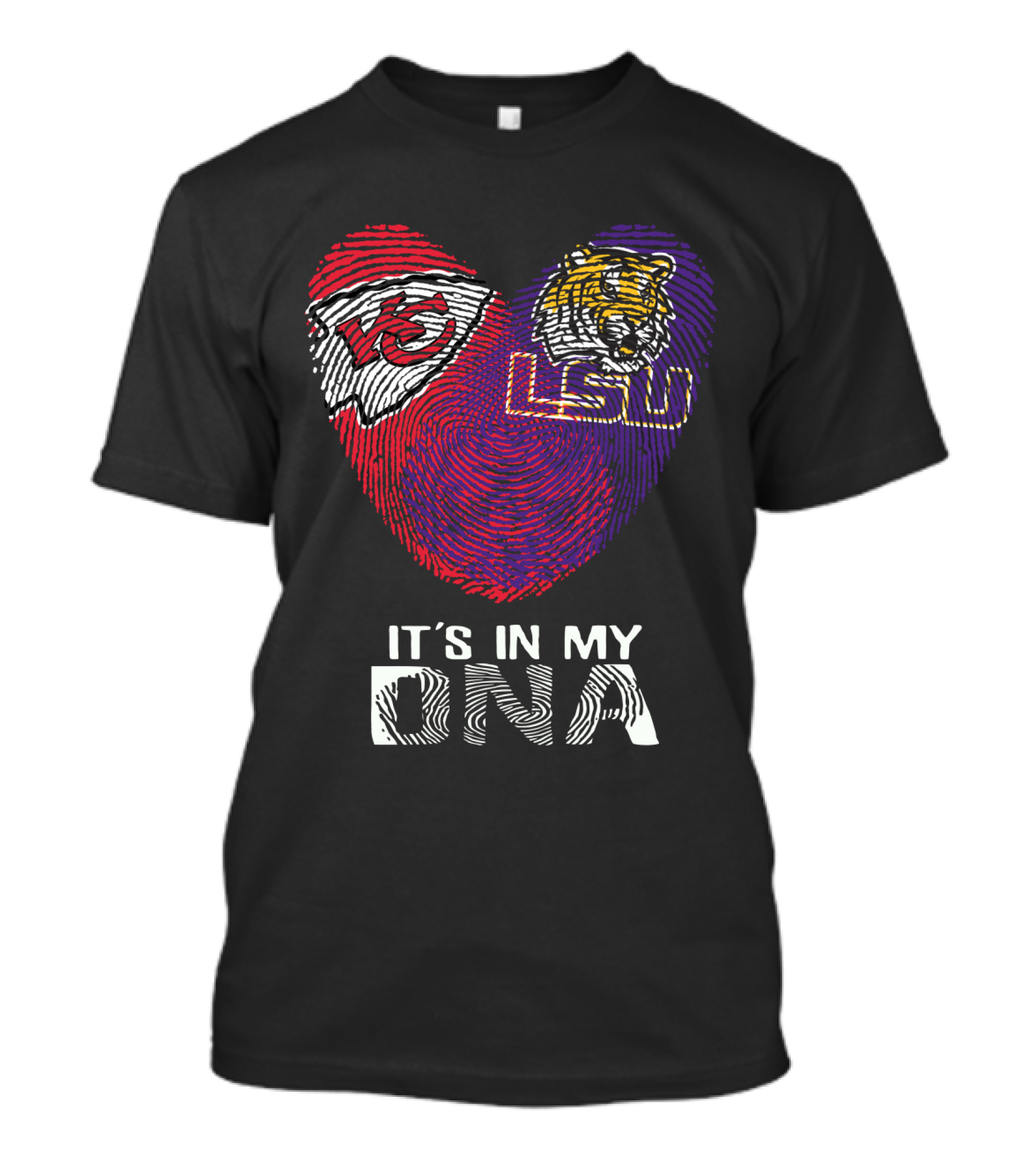 Chiefs LSU It's In My DNA Fingerprint Heart Tiger T-Shirt