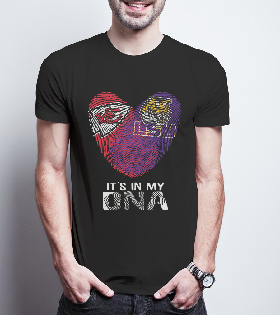 Chiefs LSU It's In My DNA Fingerprint Heart Tiger T-Shirt