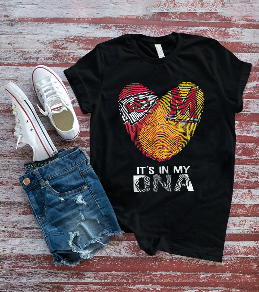 Chiefs Maryland Heart It's In My DNA Fingerprint T-Shirt