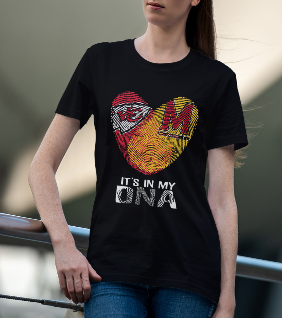 Chiefs Maryland Heart It's In My DNA Fingerprint T-Shirt