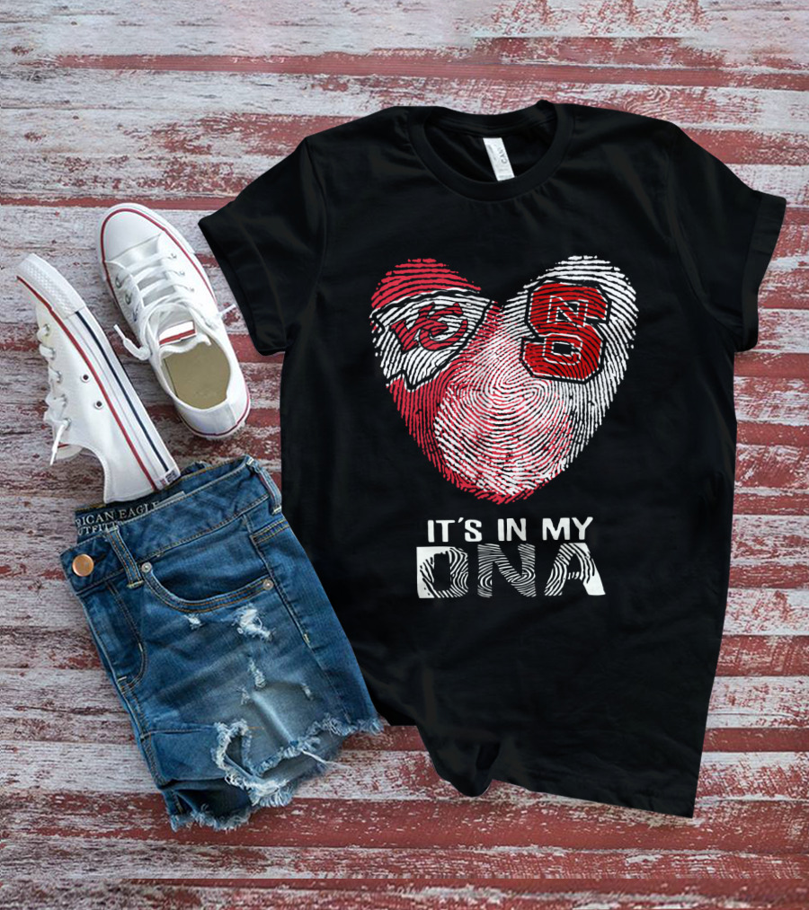 Chiefs NC State It's In My DNA Fingerprint Heart T-Shirt