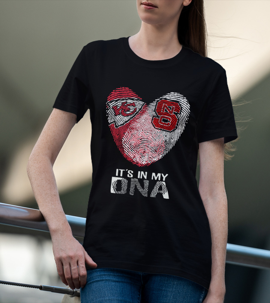Chiefs NC State It's In My DNA Fingerprint Heart T-Shirt