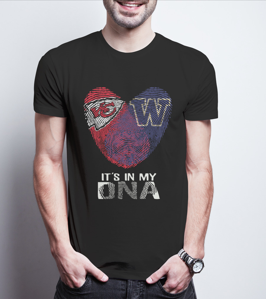 Chiefs Huskies It's In My Dna Kc W Fingerprint Heart T-Shirt