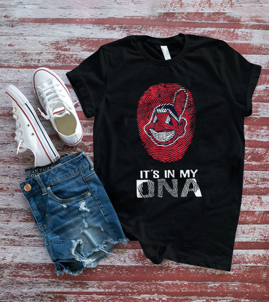 It's In My DNA Indians Fingerprint Face T-Shirt