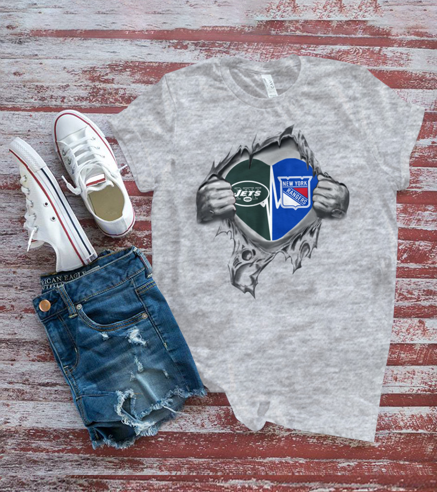 Jets Rangers New York Heart Fan Passion T-Shirt