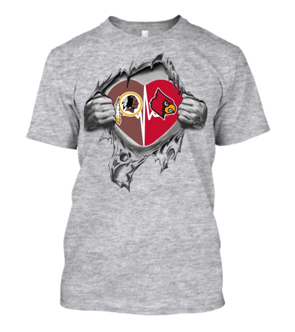 Redskins Cardinals Heart Torn Football Fan Loyalty T-Shirt