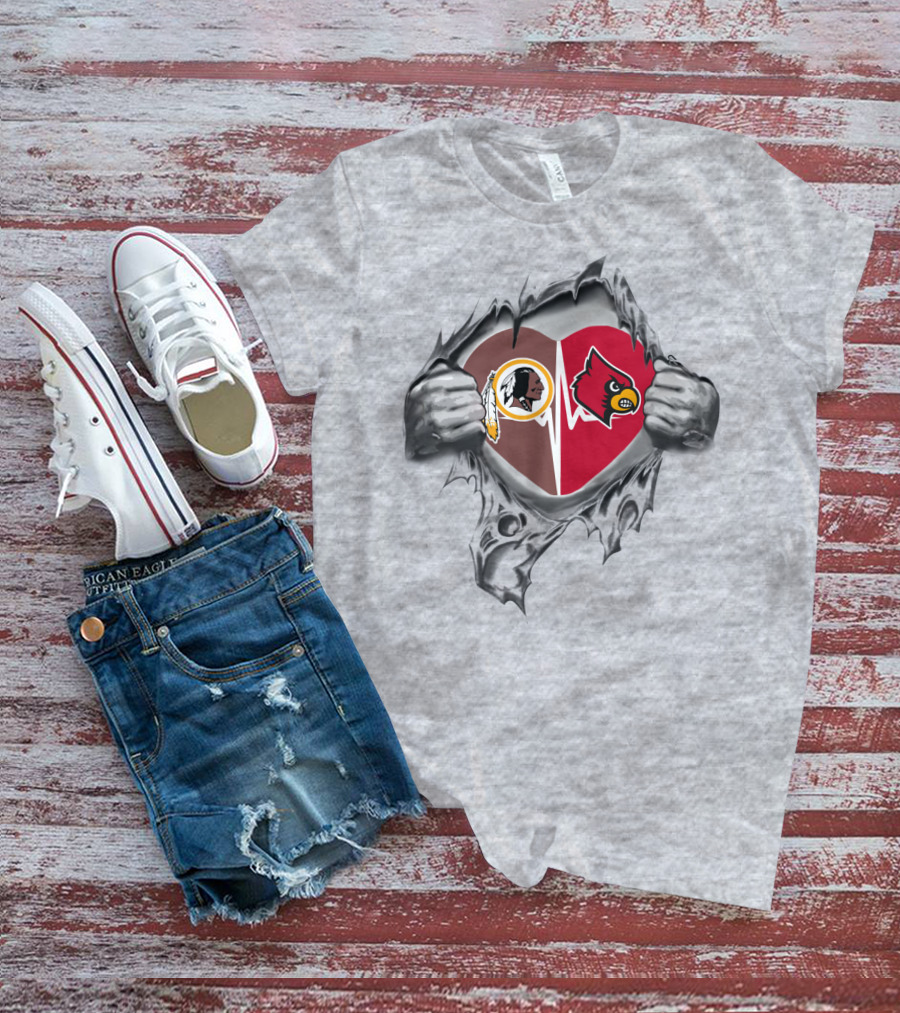 Redskins Cardinals Heart Torn Football Fan Loyalty T-Shirt