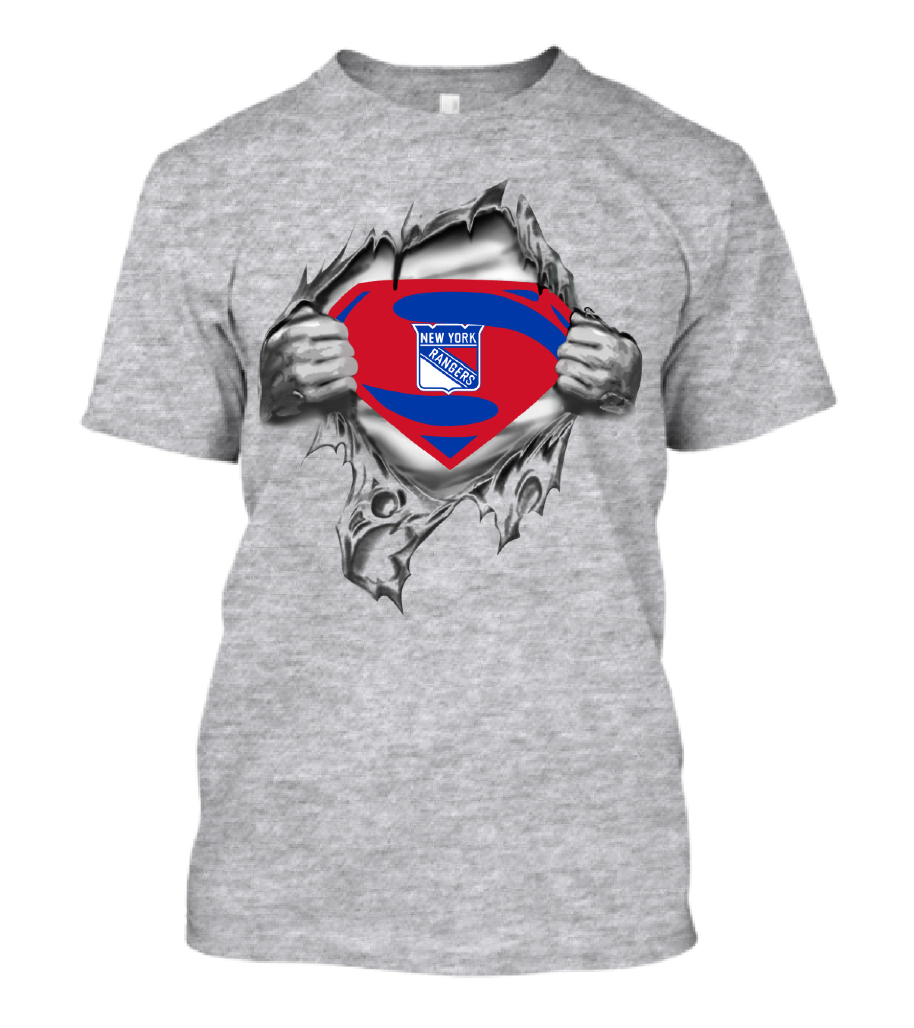 New York Rangers Superman Shield With Ripped Effect T-Shirt