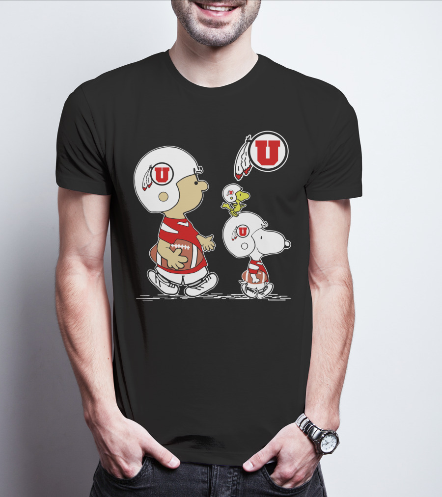 Utah Utes Football Snoopy And Woodstock Team Helmets T-Shirt