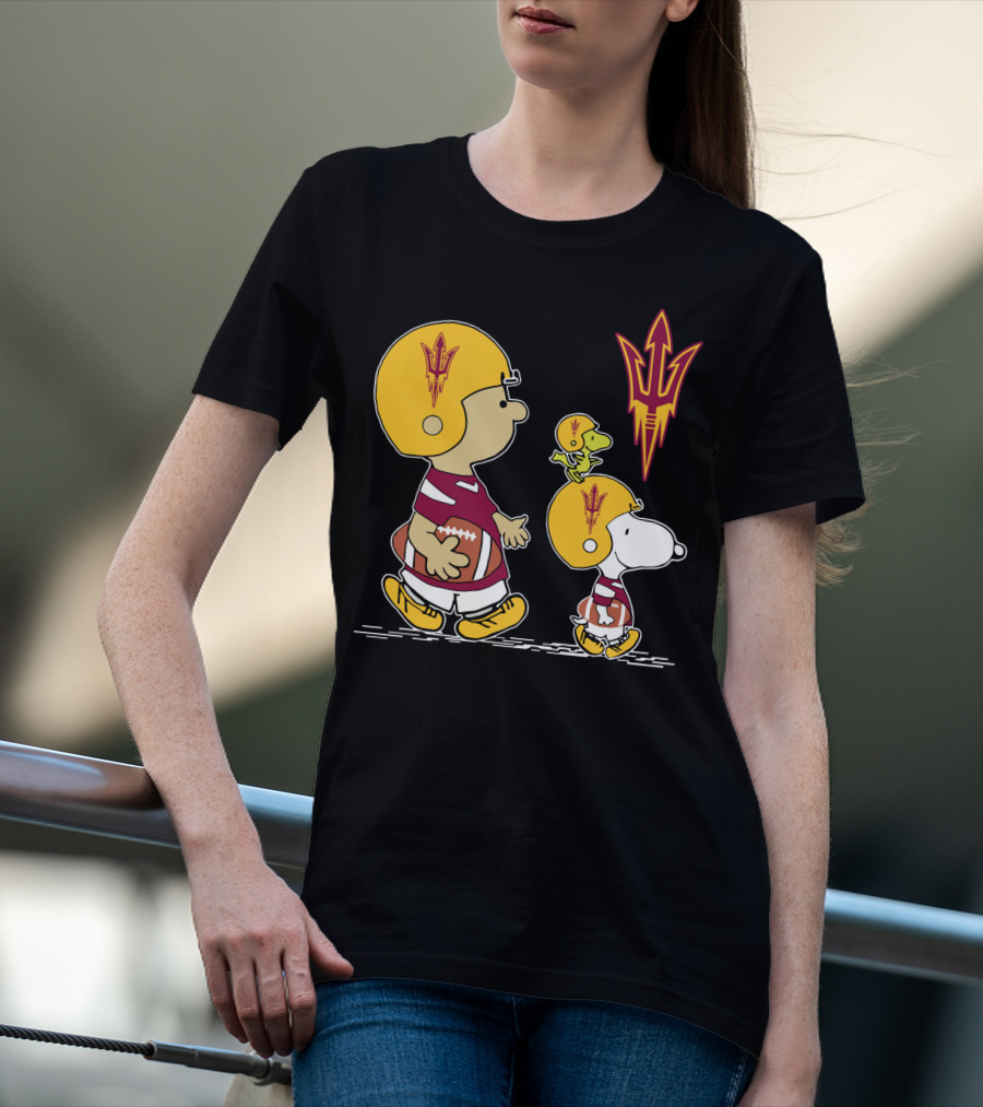Arizona State Peanuts Football Trio Helmet T-Shirt